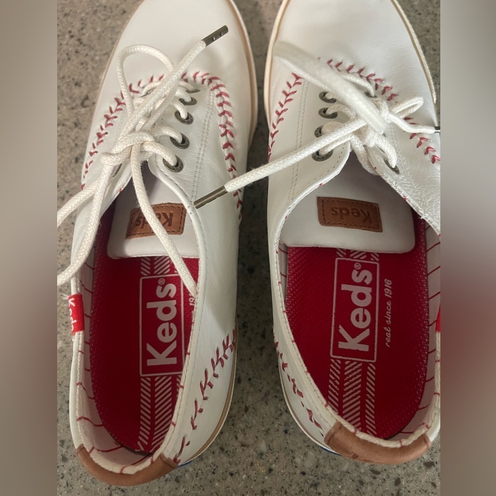 Keds Champion Penant Leather Sneakers Mens Size 8.5 Womens Size 10.5 - Picture 8 of 10